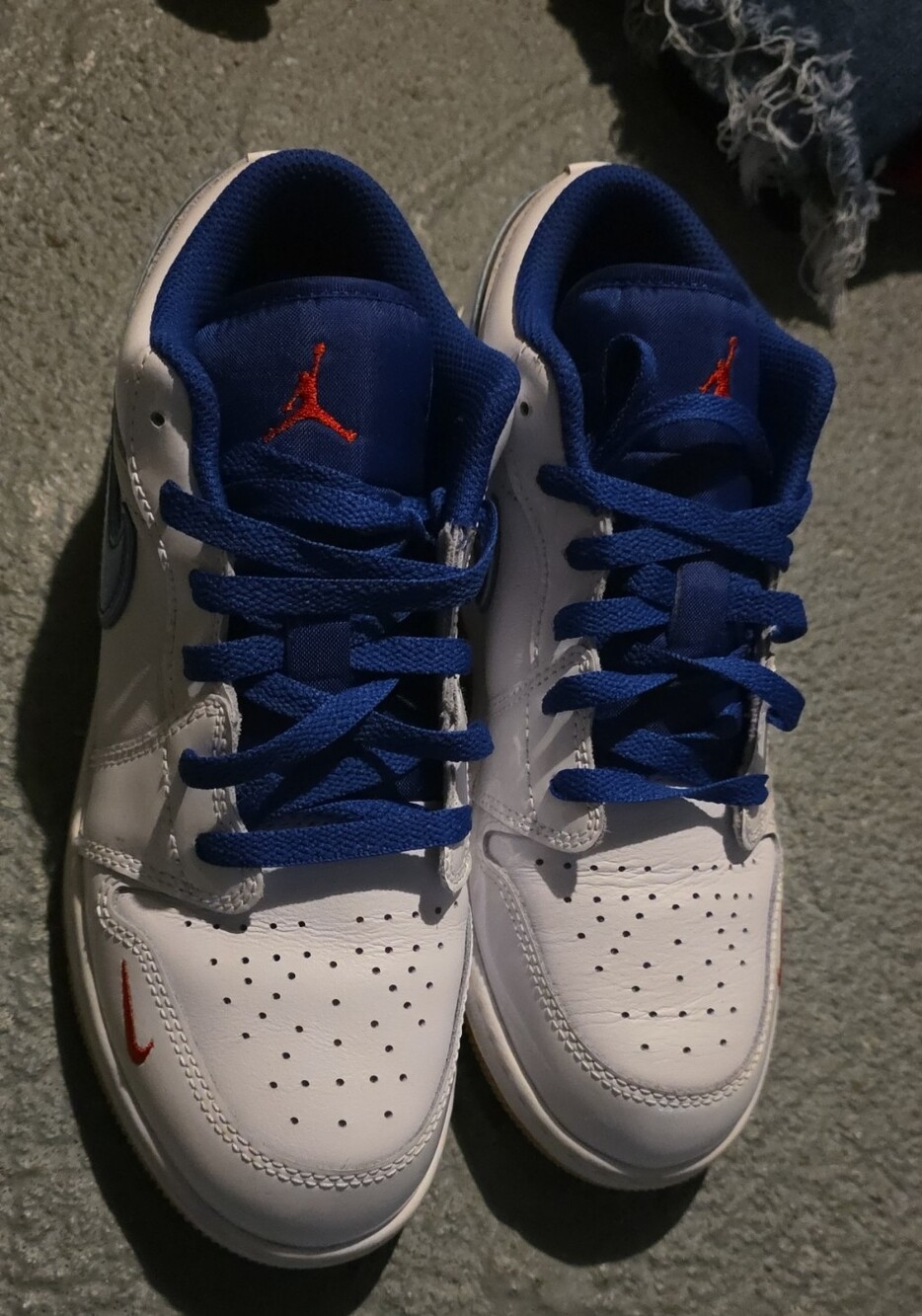 Nike Kids White & Royal Blue Low-Top Sneakers with Red Accents